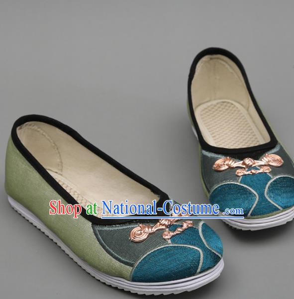 Chinese Traditional Hanfu Green Shoes Ancient Princess Shoes for Women