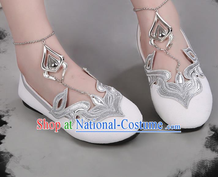 Chinese Traditional Hanfu White Shoes Ancient Princess Shoes for Women