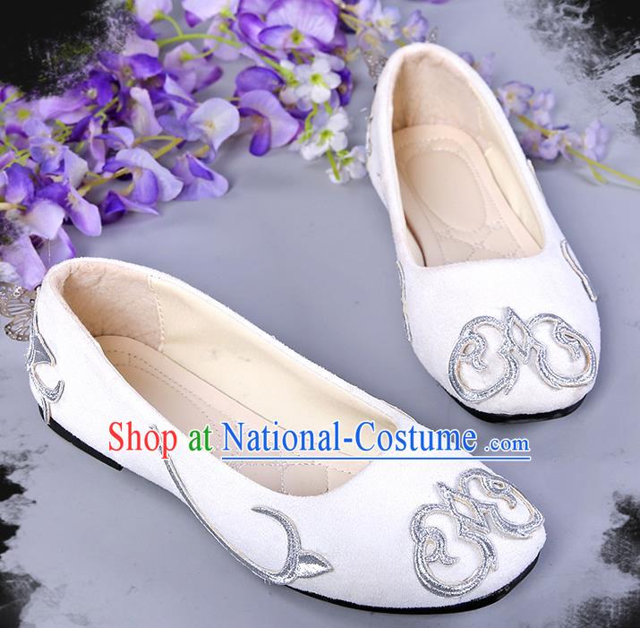 Chinese Traditional White Hanfu Shoes Ancient Princess Shoes for Women