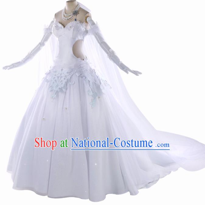 Top Cosplay Queen White Wedding Dress Modern Dance Costumes for Women