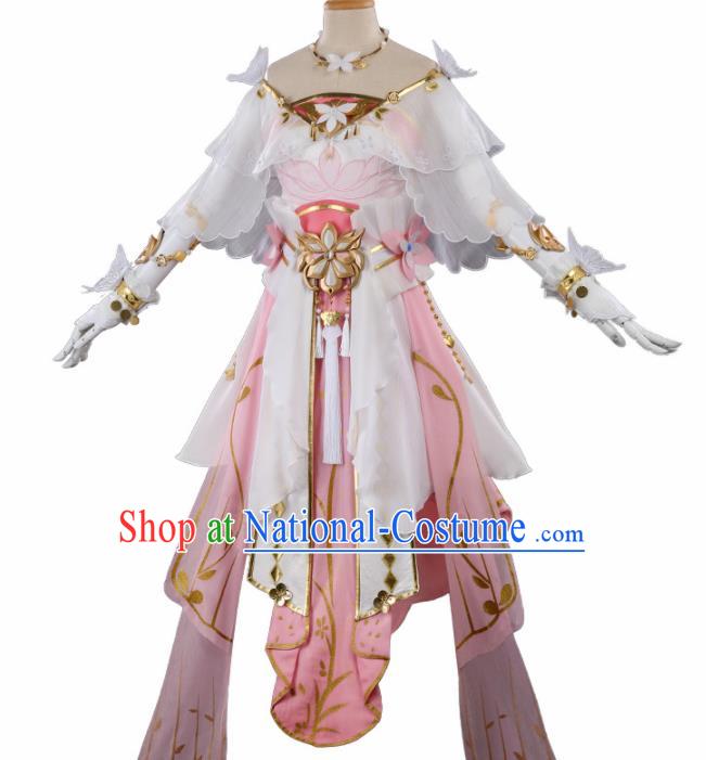 Chinese Cosplay Fairy Pink Hanfu Dress Traditional Ancient Female Swordsman Costumes for Women