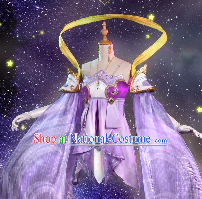 Chinese Traditional Cosplay Fairy Purple Hanfu Dress Ancient Female Swordsman Costumes for Women