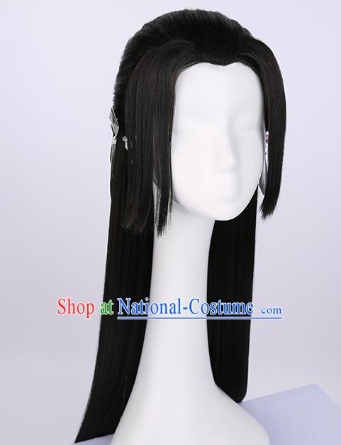 Chinese Traditional Cosplay Female Swordsman Black Wigs Ancient Princess Wig Sheath for Women