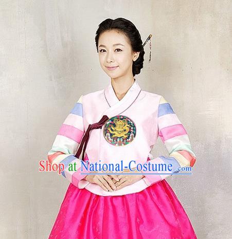 Korean Traditional Dance Hanbok Pink Blouse and Rosy Dress Garment Asian Korea Fashion Costume for Women