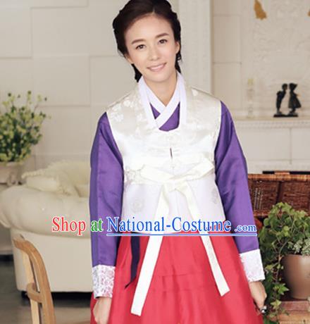 Korean Traditional Court Hanbok White Vest Blouse and Dress Garment Asian Korea Fashion Costume for Women