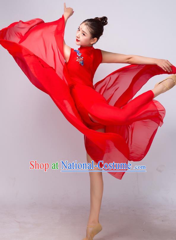 Chinese Traditional Classical Dance Ballet Red Dress Umbrella Dance Stage Performance Costume for Women