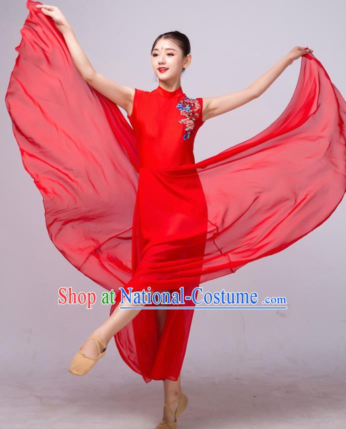 Chinese Traditional Classical Dance Ballet Red Dress Umbrella Dance Stage Performance Costume for Women