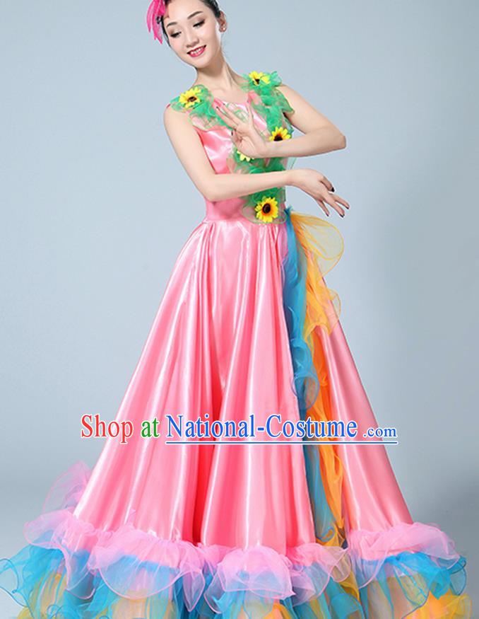 Chinese Traditional Opening Dance Pink Dress Classical Dance Stage Performance Costume for Women