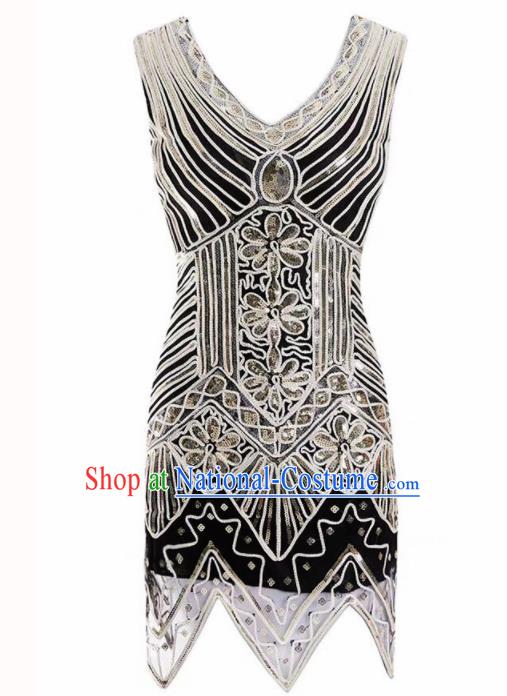 Top Professional Latin Dance Black Short Dress Modern Dance Stage Performance Costume for Women