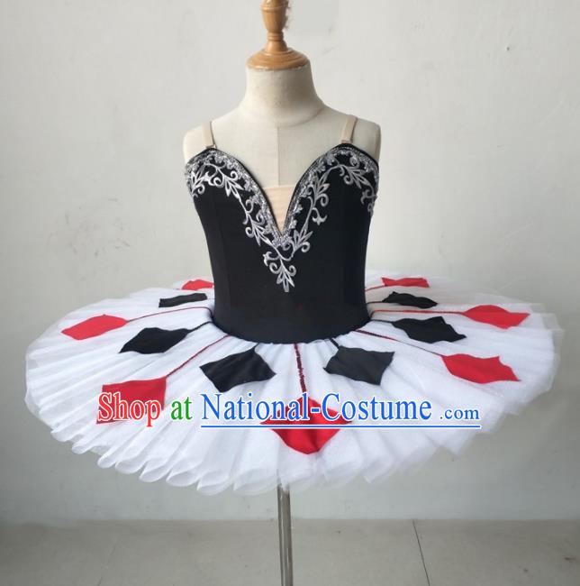 Professional Ballet Dance Tutu White Veil Short Dress Modern Dance Ballerina Stage Performance Costume for Kids