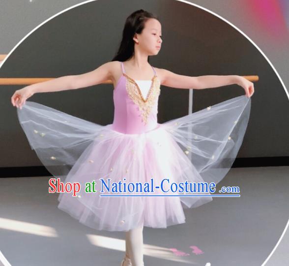 Professional Ballet Dance Pink Tutu Dress Modern Dance Ballerina Stage Performance Costume for Kids