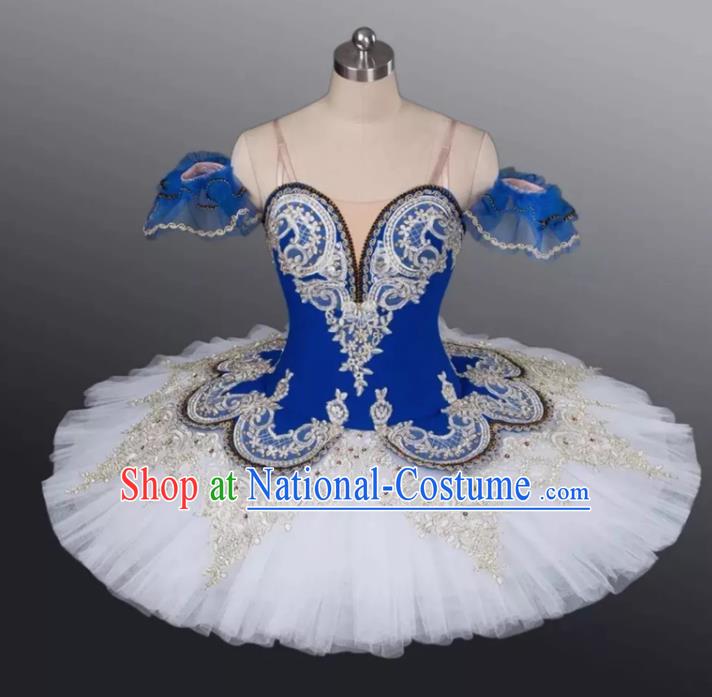 Professional Children Ballet Tutu Blue Dress Modern Dance Ballerina Stage Performance Costume for Kids