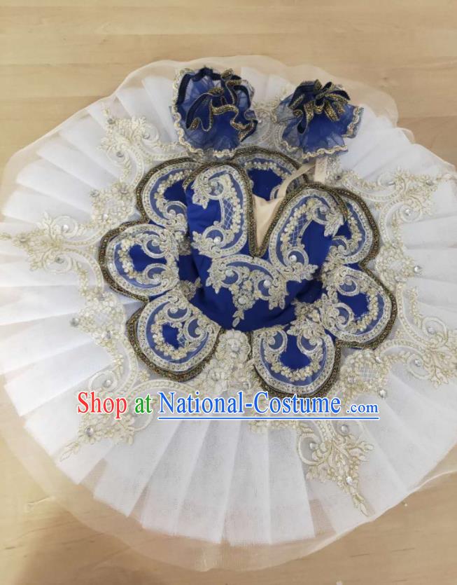 Professional Children Ballet Tutu Blue Dress Modern Dance Ballerina Stage Performance Costume for Kids