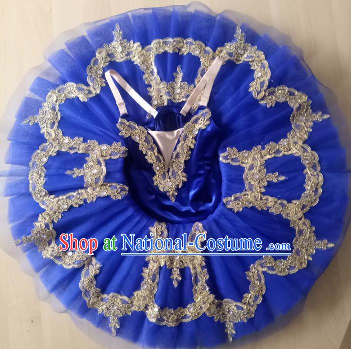 Professional Children Ballet Tutu Royalblue Dress Modern Dance Ballerina Stage Performance Costume for Kids