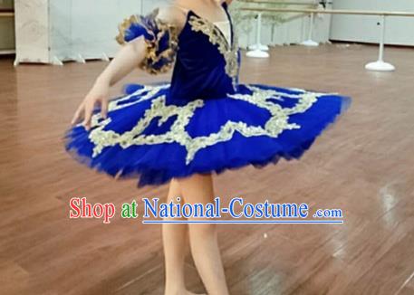 Professional Children Ballet Tutu Royalblue Dress Modern Dance Ballerina Stage Performance Costume for Kids