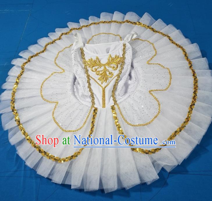 Professional Children Ballet Tutu White Veil Dress Modern Dance Ballerina Stage Performance Costume for Kids