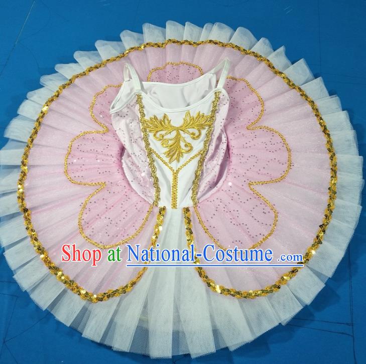 Professional Children Ballet Tutu Pink Veil Dress Modern Dance Ballerina Stage Performance Costume for Kids