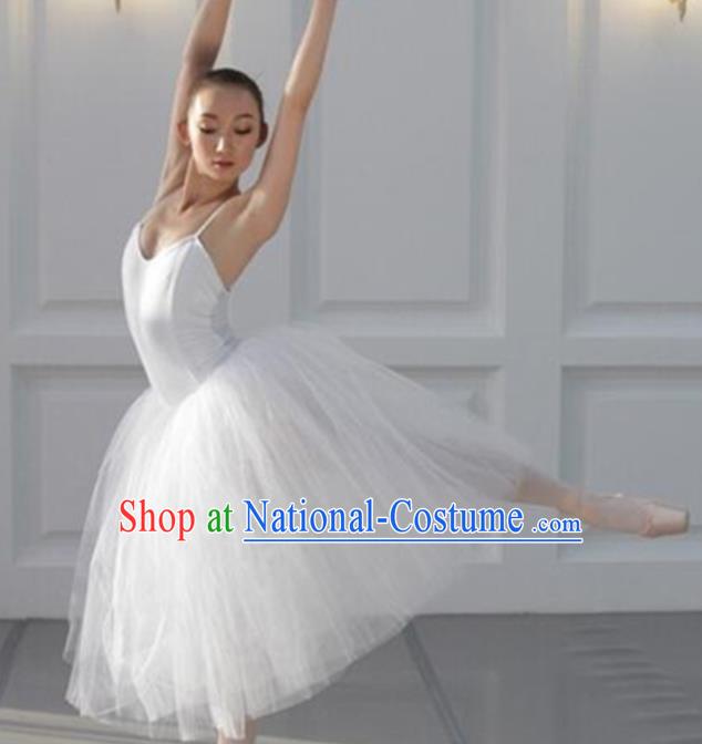 Professional Children Ballet Tutu White Veil Dress Modern Dance Ballerina Stage Performance Costume for Kids