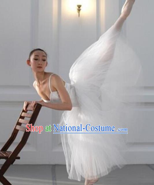 Professional Children Ballet Tutu White Veil Dress Modern Dance Ballerina Stage Performance Costume for Kids