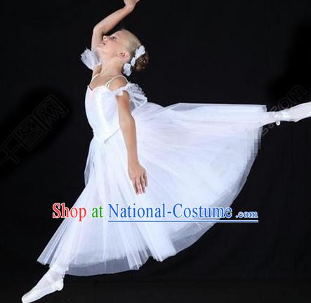 Professional Children Ballet Tutu Competition White Veil Dress Modern Dance Ballerina Stage Performance Costume for Kids