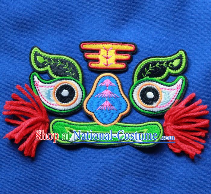 Chinese Traditional Embroidered Tiger Green Patch Embroidery Applique Craft Embroidering Accessories