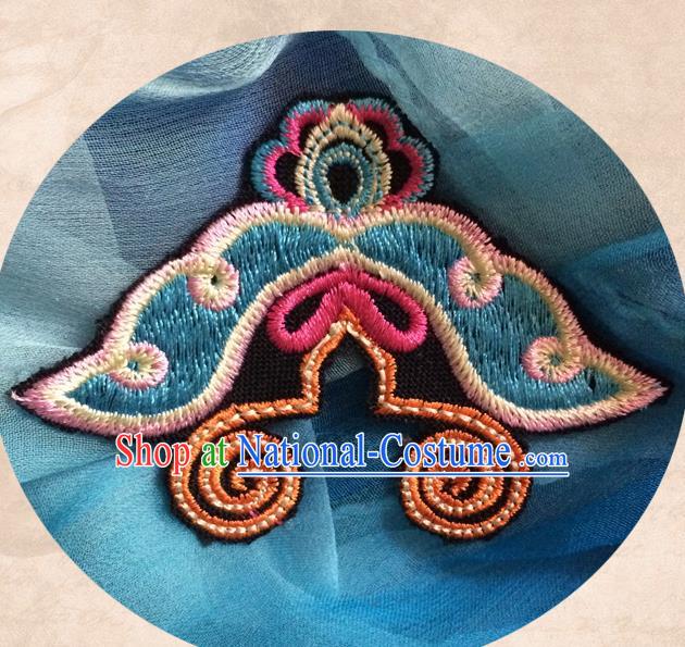 Chinese Traditional Embroidered Blue Butterfly Applique Embroidery Patch Embroidery Craft Accessories