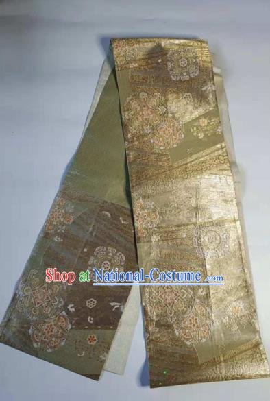 Japanese Geisha Classical Pattern Golden Brocade Kimono Belts Traditional Japan Yukata Waistband