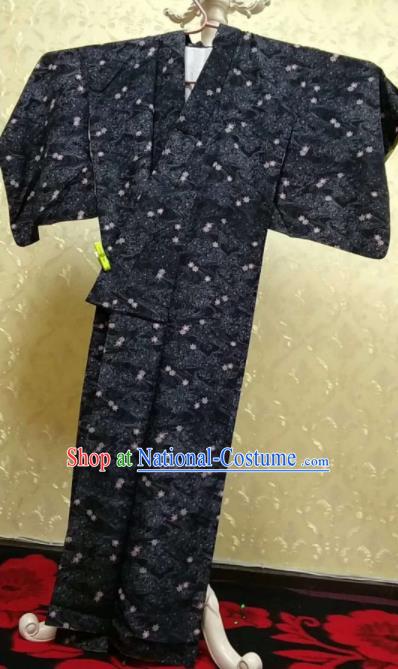 Traditional Japan Samurai Black Kimono Asian Japanese Fashion Apparel Yukata Costume for Men