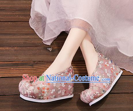 Asian Chinese Traditional Deep Pink Embroidered Shoes Princess Shoes Opera Shoes Hanfu Shoes for Women