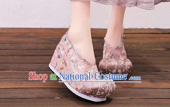 Asian Chinese Traditional Deep Pink Embroidered Shoes Princess Shoes Opera Shoes Hanfu Shoes for Women