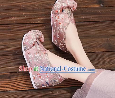 Asian Chinese Traditional Deep Pink Embroidered Shoes Princess Shoes Opera Shoes Hanfu Shoes for Women