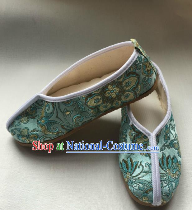 Asian Chinese Traditional Blue Embroidered Shoes Princess Shoes Opera Shoes Hanfu Shoes for Women