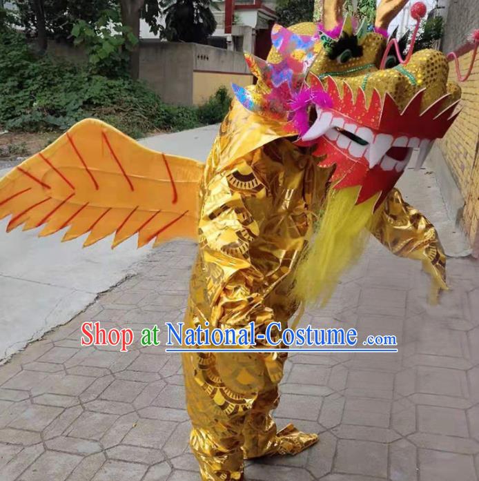 Traditional Chinese New Year Cosplay Golden Dragon Costume Complete Set