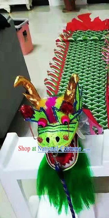 Chinese Traditional Dragon Dance Green Dragon Head Lantern Festival Folk Dance Prop