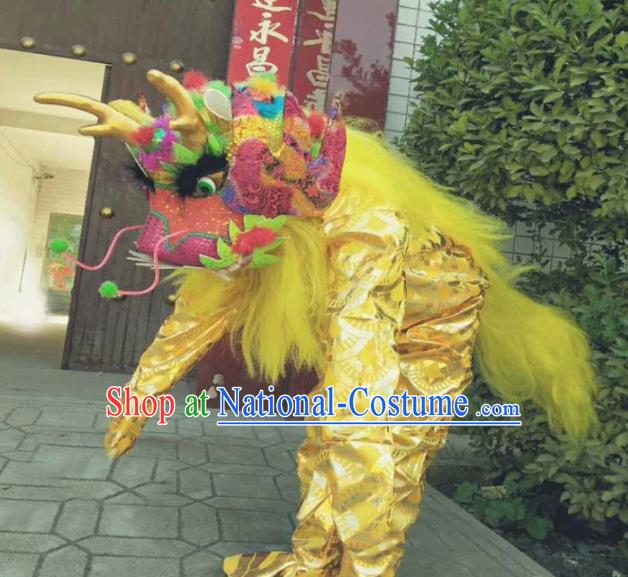 Cosplay Kylin Traditional Chinese New Year Yellow Costume Complete Set