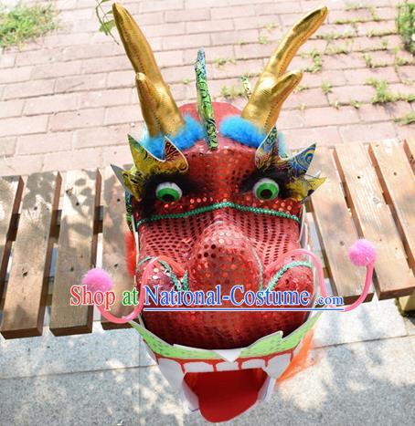 Chinese Traditional Folk Dance Red Dragon Head Lantern Festival Dragon Dance Prop