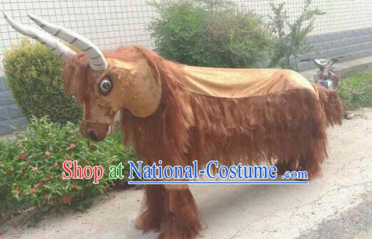 Cosplay Yak Traditional Chinese New Year Stage Performance Brown Costume Complete Set