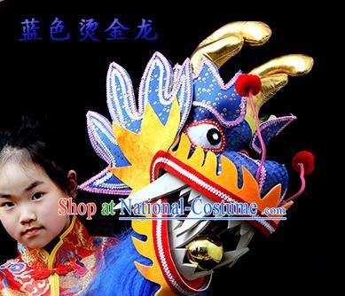 Chinese Traditional Dragon Dance Royalblue Head Lantern Festival Folk Dance Prop Complete Set