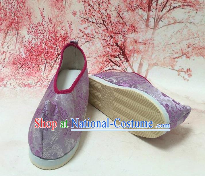 Asian Chinese Traditional Wedding Purple Satin Shoes Princess Shoes Opera Shoes Hanfu Shoes for Women