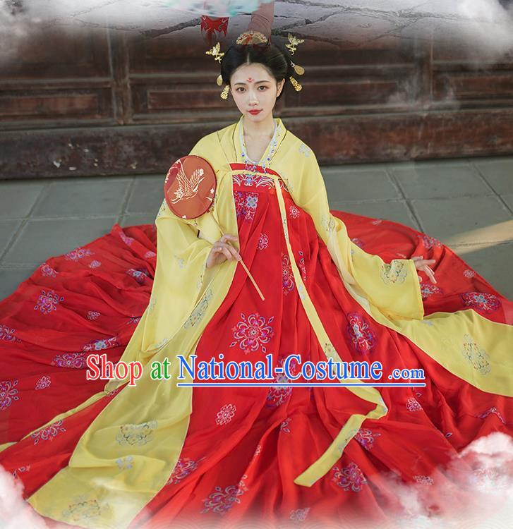 Traditional Chinese Tang Dynasty Imperial Consort Red Hanfu Dress Ancient Royal Princess Historical Costumes for Women