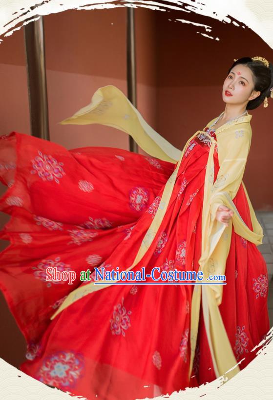 Traditional Chinese Tang Dynasty Imperial Consort Red Hanfu Dress Ancient Royal Princess Historical Costumes for Women