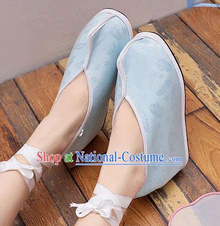 Asian Chinese Traditional Princess Shoes Blue Shoes Opera Shoes Hanfu Shoes for Women