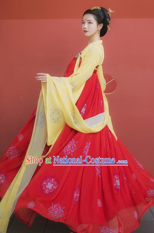 Traditional Chinese Tang Dynasty Imperial Consort Red Hanfu Dress Ancient Royal Princess Historical Costumes for Women