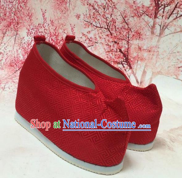 Asian Chinese Traditional Wedding Red Satin Shoes Princess Shoes Opera Shoes Hanfu Shoes for Women