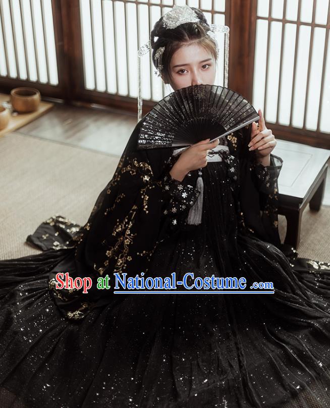 Traditional Chinese Tang Dynasty Imperial Consort Black Hanfu Dress Ancient Nobility Lady Historical Costumes for Women