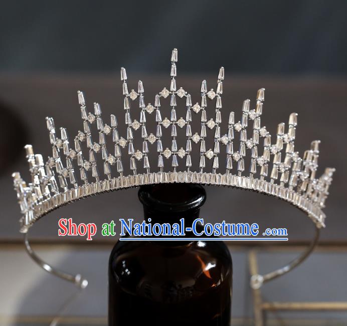 Top Grade Baroque Queen Zircon Royal Crown Wedding Bride Hair Accessories for Women