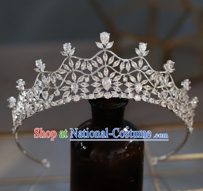 Top Grade Baroque Queen Luxury Zircon Royal Crown Wedding Bride Hair Accessories for Women