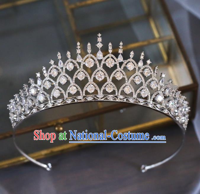 Top Grade Baroque Zircon Royal Crown Wedding Queen Hair Accessories for Women