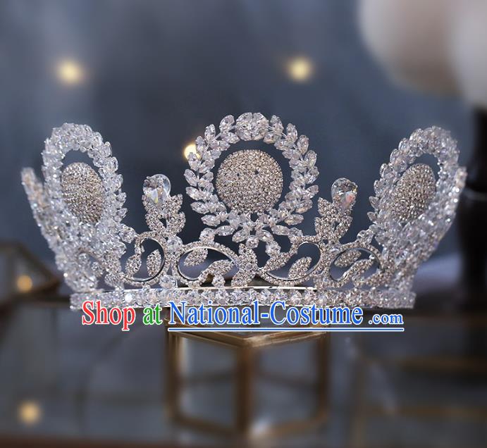 Top Grade Baroque Bride Zircon Royal Crown Wedding Queen Hair Accessories for Women