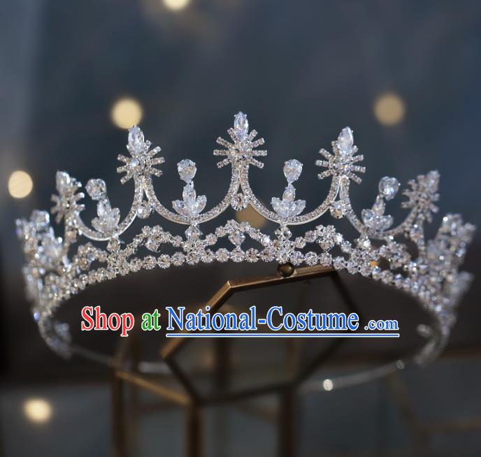 Top Grade Baroque Bride Zircon Royal Crown Wedding Queen Hair Accessories for Women